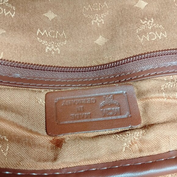 (L4) Authentic MCM Travel Bag Brown PVC Luxury Vintage Designer Handbag - Picture 7 of 9
